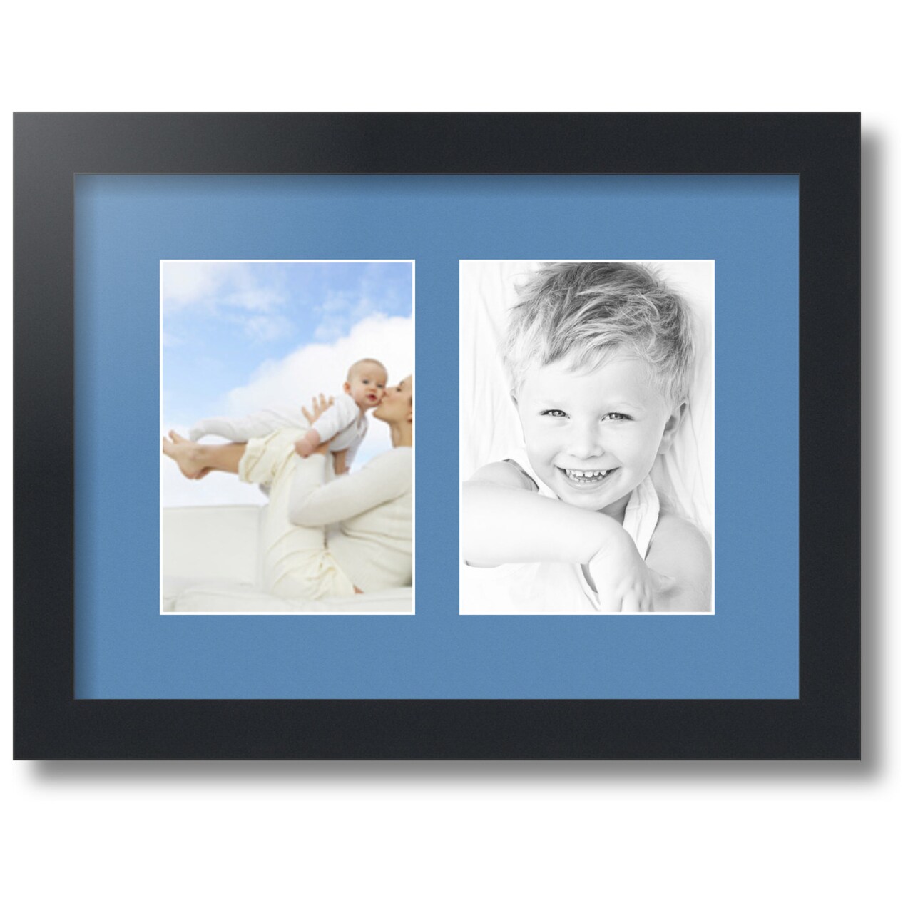ArtToFrames Collage Photo Picture Frame with 2 - 5x7 inch Openings, Framed in Black with Over 62 Mat Color Options and Regular Glass (CSM-3926-35)